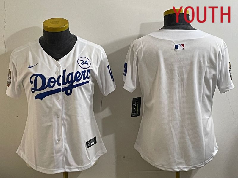 Youth Los Angeles Dodgers Blank White Game 2024 Nike MLB Jersey style 1121